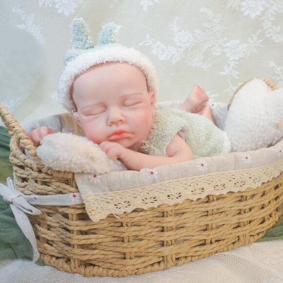 12.21 in Full Silicone Reborn Ivory Baby Boy Dolls Lifelike 6.8LB Weight Baby - Picture 1 of 7